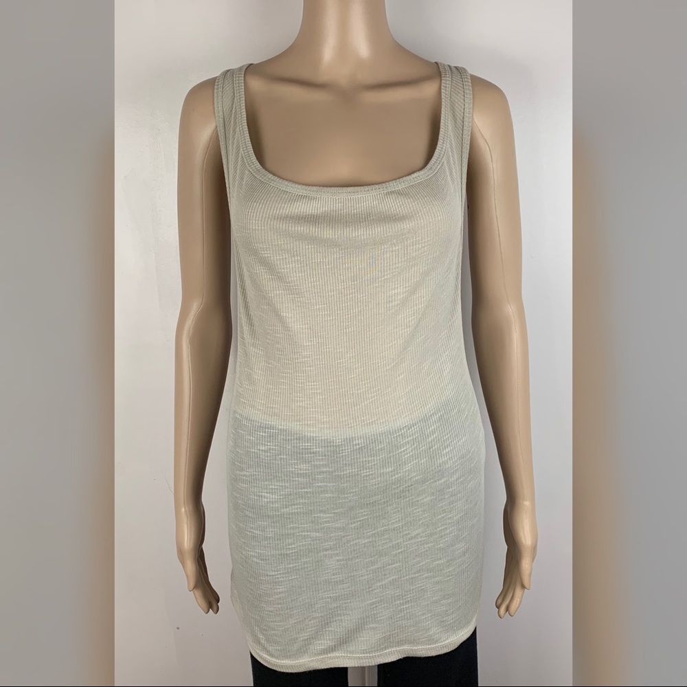 POOF! NWT Large Beige Ribbed Racerback Tank Top